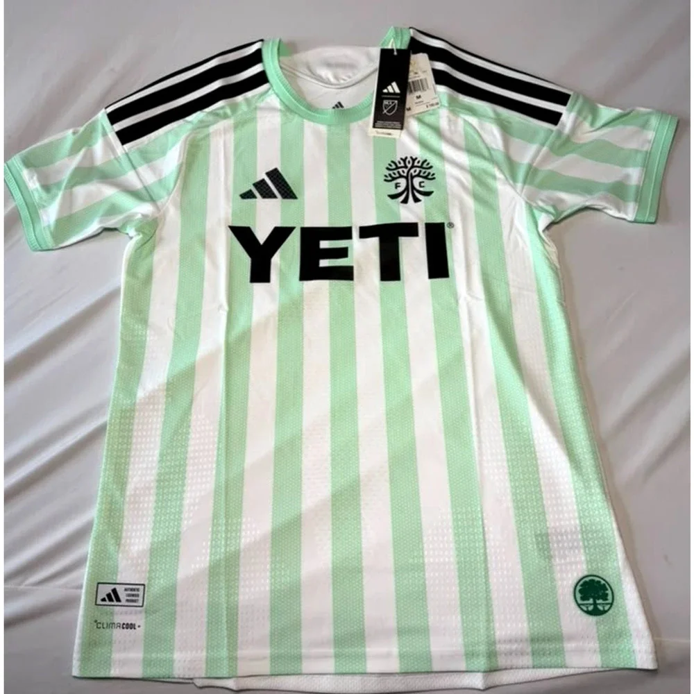 New Adidas Austin FC Soccer Jersey Men’s Size Medium White/Light Green With Tags